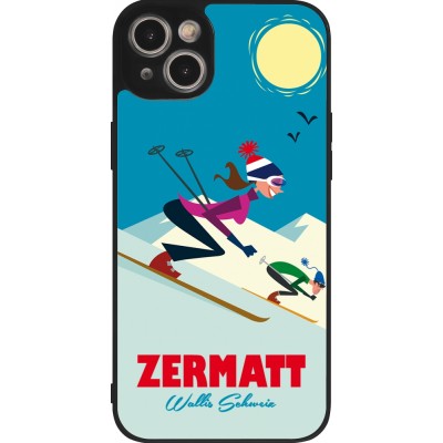 iPhone 15 Plus Case Hülle - Silikon schwarz Zermatt Ski Downhill