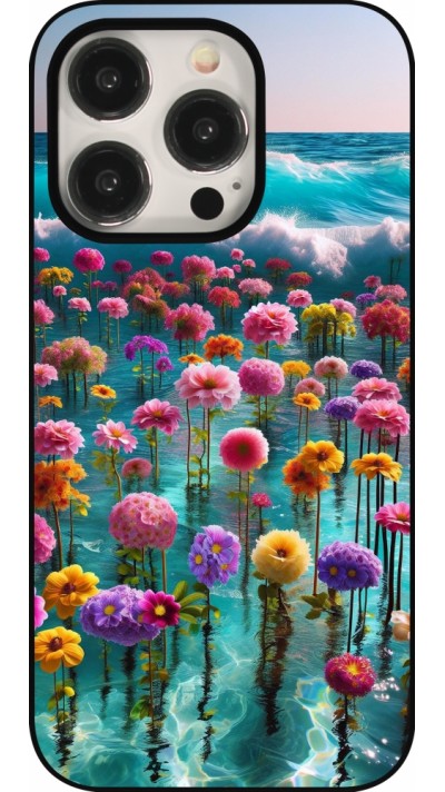 iPhone 15 Pro Case Hülle - Blumenmeer Wellen