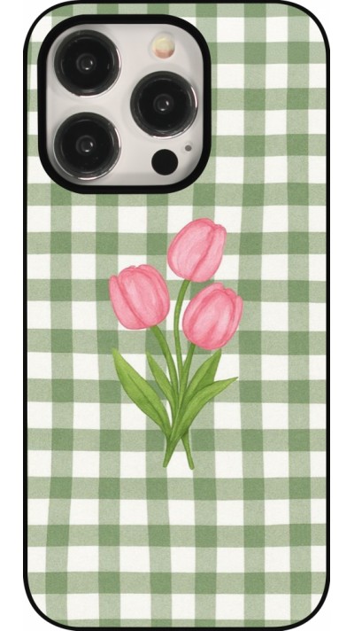 Coque iPhone 15 Pro - Green vichy tulips Spring 2026