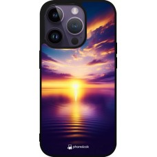 iPhone 15 Pro Case Hülle - Silikon schwarz Sonnenuntergang gelb violett