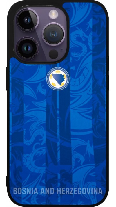 Coque iPhone 15 Pro - Silicone rigide noir Maillot de football Bosnie-Herzégovine 2026 personnalisable