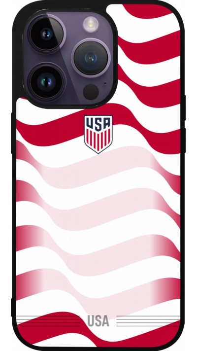 Coque iPhone 15 Pro - Silicone rigide noir Maillot de football États-Unis 2026 personnalisable