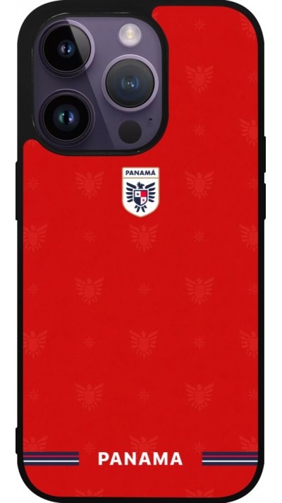 Coque iPhone 15 Pro - Silicone rigide noir Maillot de football Panama 2026 personnalisable