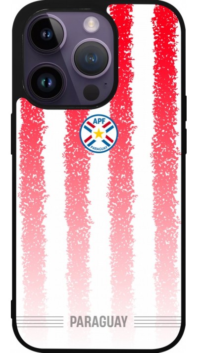 Coque iPhone 15 Pro - Silicone rigide noir Maillot de football Paraguay 2026 personnalisable