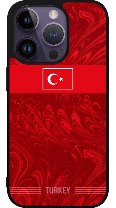 Coque iPhone 15 Pro - Silicone rigide noir Maillot de football Turquie 2026 personnalisable