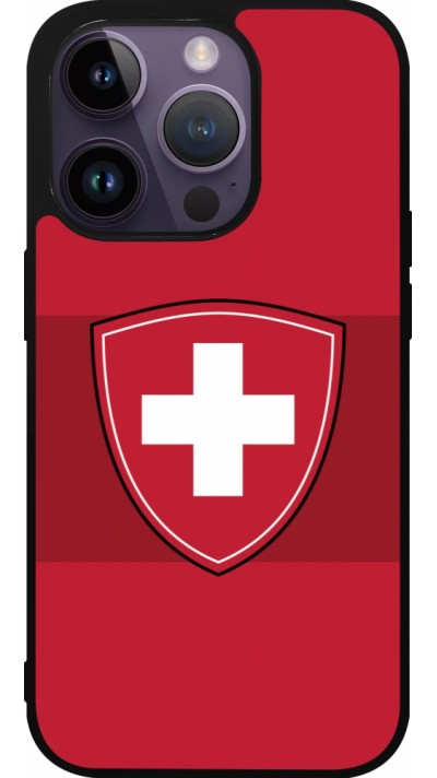 iPhone 15 Pro Case Hülle - Silikon schwarz Hockey World Championship Ecusson Suisse