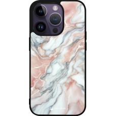 iPhone 15 Pro Case Hülle - Silikon schwarz Rosa Leuchtender Marmor