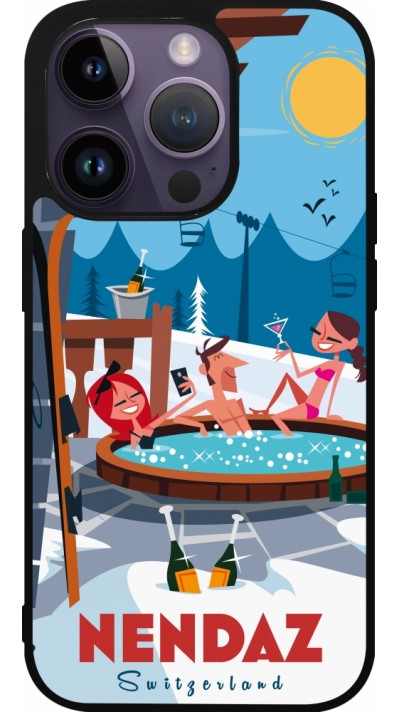 iPhone 15 Pro Case Hülle - Silikon schwarz Nendaz Mountain Jacuzzi
