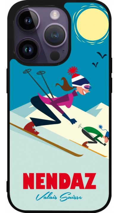 iPhone 15 Pro Case Hülle - Silikon schwarz Nendaz Ski Downhill