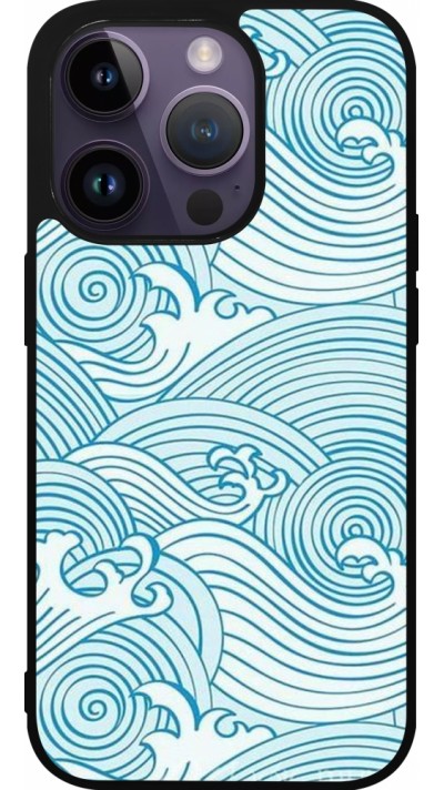 iPhone 15 Pro Case Hülle - Silikon schwarz Ocean Waves