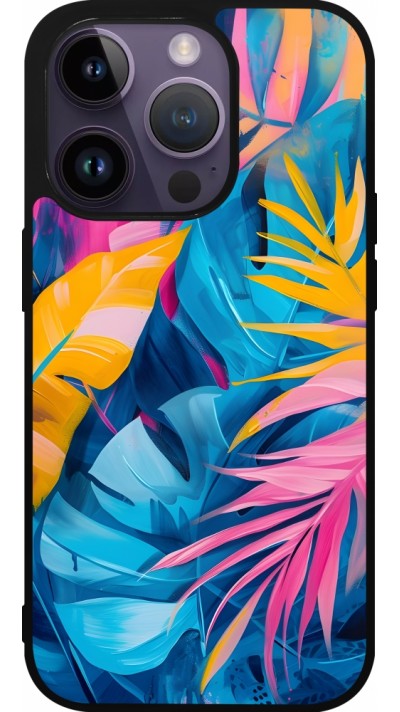 iPhone 15 Pro Case Hülle - Silikon schwarz Palms Blue