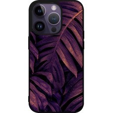 iPhone 15 Pro Case Hülle - Silikon schwarz Purple Light Leaves