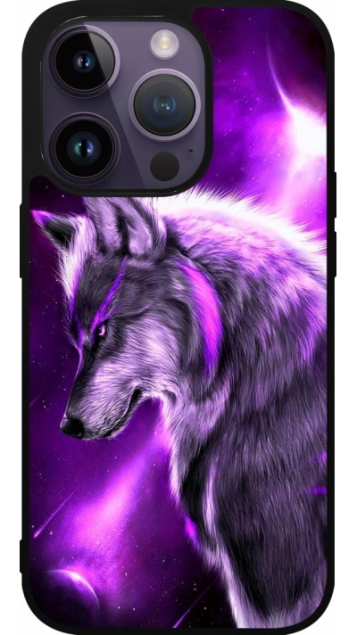 iPhone 15 Pro Case Hülle - Silikon schwarz Purple Sky Wolf