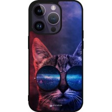 iPhone 15 Pro Case Hülle - Silikon schwarz Red Blue Cat Glasses