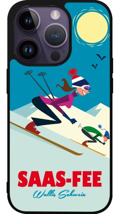 iPhone 15 Pro Case Hülle - Silikon schwarz Saas-Fee Ski Downhill