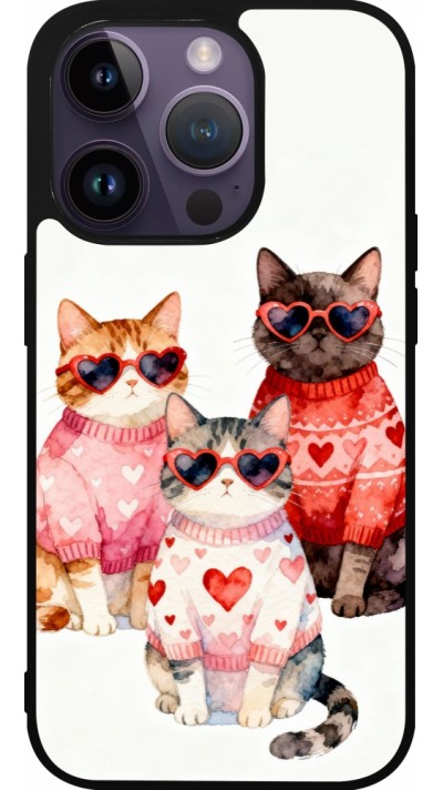 iPhone 15 Pro Case Hülle - Silikon schwarz Saint Valentines Day 26 Cat Love