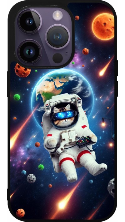 iPhone 15 Pro Case Hülle - Silikon schwarz VR SpaceCat Odyssee