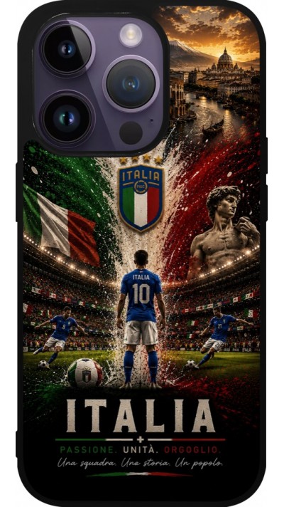 Coque iPhone 15 Pro - Silicone rigide noir Football Italie splash 2026