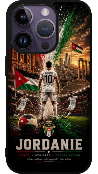 Coque iPhone 15 Pro - Silicone rigide noir Football Jordanie splash 2026