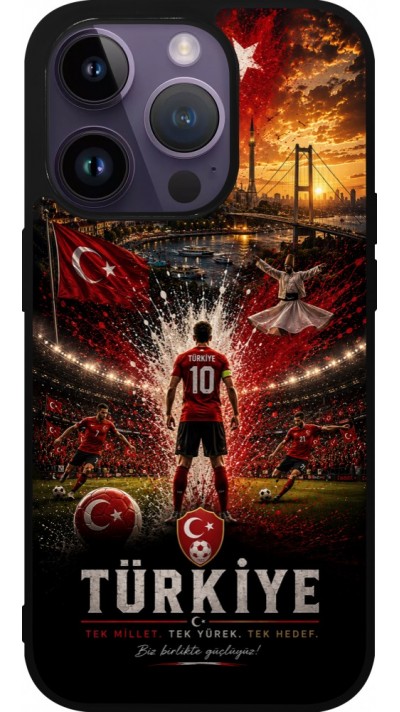Coque iPhone 15 Pro - Silicone rigide noir Football Turquie splash 2026