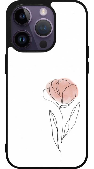 iPhone 15 Pro Case Hülle - Silikon schwarz Spring 23 minimalist flower