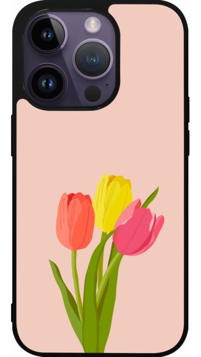 iPhone 15 Pro Case Hülle - Silikon schwarz Spring 23 tulip trio