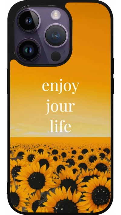 iPhone 15 Pro Case Hülle - Silikon schwarz Summer 2025 Enjoy your life