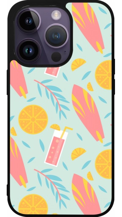 iPhone 15 Pro Case Hülle - Silikon schwarz Summer 2025 Pattern citron