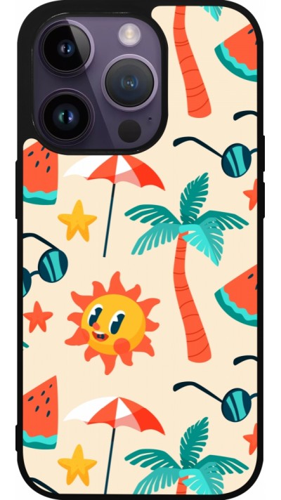 iPhone 15 Pro Case Hülle - Silikon schwarz Summer 2025 Pattern soleil