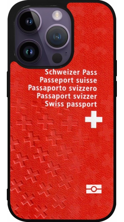 iPhone 15 Pro Case Hülle - Silikon schwarz Swiss Passport