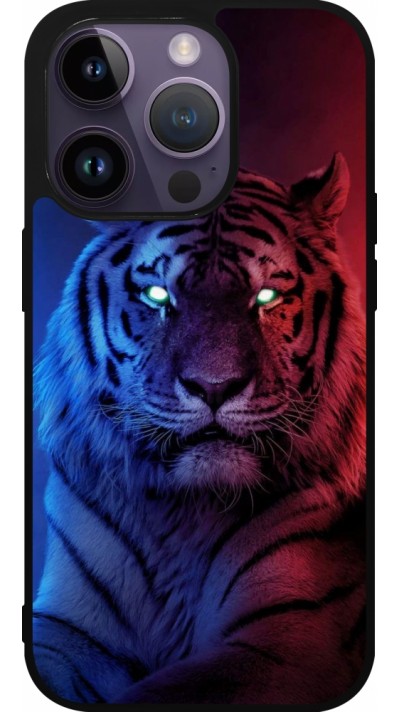 iPhone 15 Pro Case Hülle - Silikon schwarz Tiger Blue Red