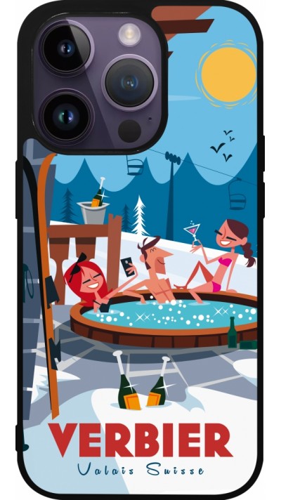 iPhone 15 Pro Case Hülle - Silikon schwarz Verbier Mountain Jacuzzi