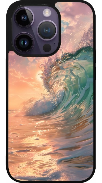 iPhone 15 Pro Case Hülle - Silikon schwarz Wave Sunset