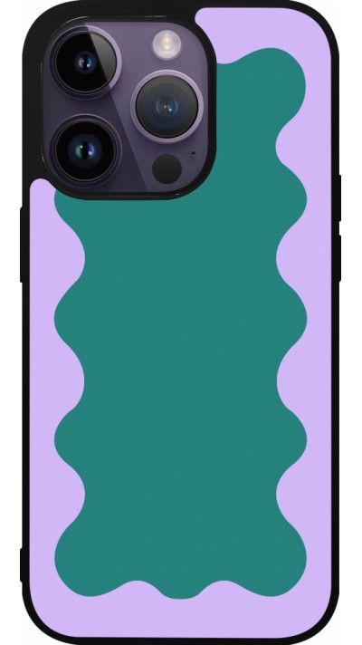 iPhone 15 Pro Case Hülle - Silikon schwarz Wavy Rectangle Green Purple