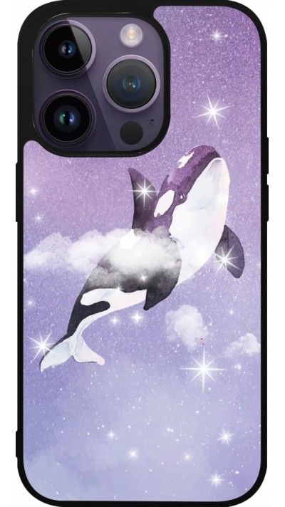 iPhone 15 Pro Case Hülle - Silikon schwarz Whale in sparking stars