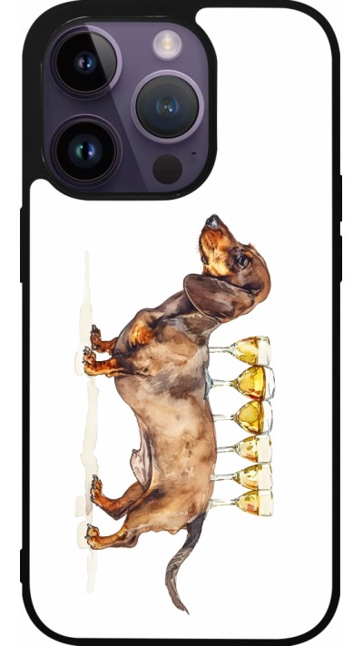 iPhone 15 Pro Case Hülle - Silikon schwarz Wine Teckel