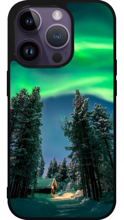 iPhone 15 Pro Case Hülle - Silikon schwarz Winter 22 Northern Lights