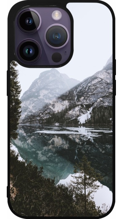 iPhone 15 Pro Case Hülle - Silikon schwarz Winter 22 snowy mountain and lake