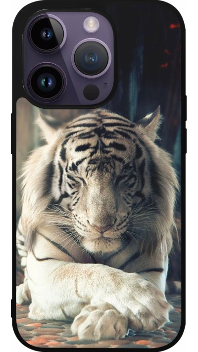iPhone 15 Pro Case Hülle - Silikon schwarz Zen Tiger