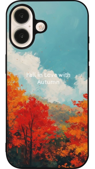 iPhone 16 Case Hülle - Silikon schwarz Autumn 25 Fall in love