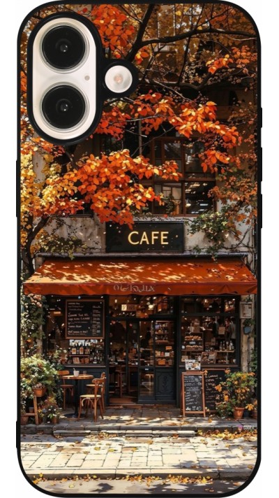 iPhone 16 Case Hülle - Silikon schwarz Autumn 25 Coffee shop