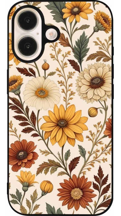 iPhone 16 Case Hülle - Silikon schwarz Autumn 25 Flower pattern