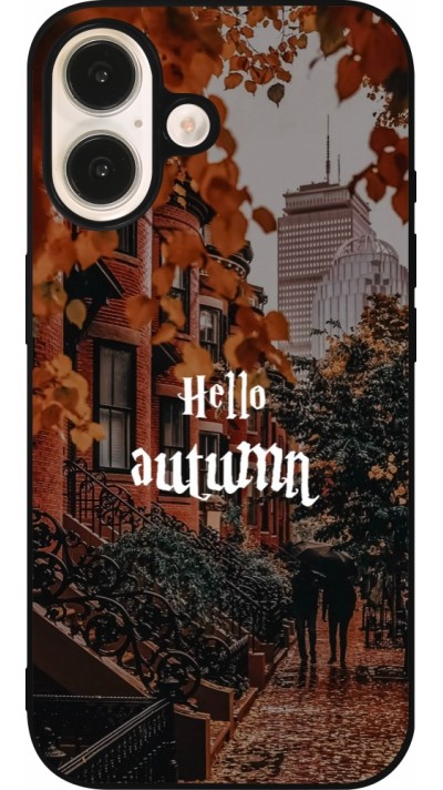 iPhone 16 Case Hülle - Silikon schwarz Autumn 25 Hello autumn