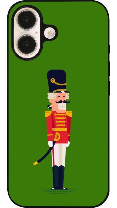 iPhone 16 Case Hülle - Silikon schwarz Christmas 25 Nutcracker Green