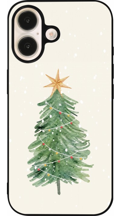 iPhone 16 Case Hülle - Silikon schwarz Christmas 25 Sketch Tree