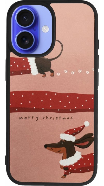 iPhone 16 Case Hülle - Silikon schwarz Christmas 25 Teckel Merry Xmas