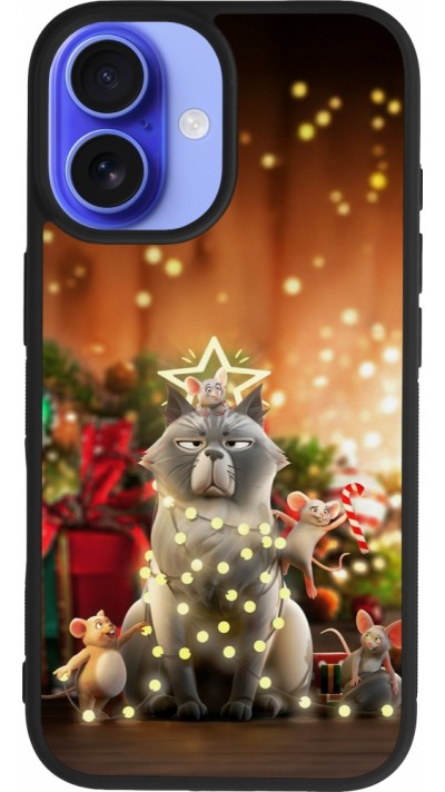 iPhone 16 Case Hülle - Silikon schwarz Christmas 25 Xmas Cat