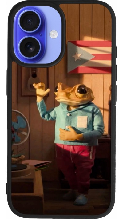 Coque iPhone 16 - Silicone rigide noir Dancing frog DTMF