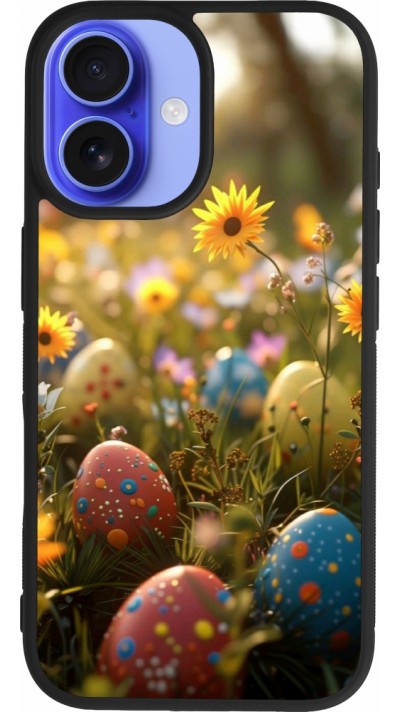 iPhone 16 Case Hülle - Silikon schwarz Easter 2026 Decorated eggs