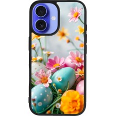 iPhone 16 Case Hülle - Silikon schwarz Easter 2026 Eggs with flowers